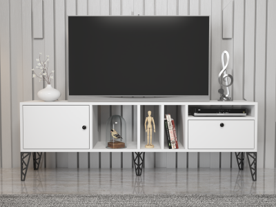 Independent Bottom Shelf White TV Stand 12004