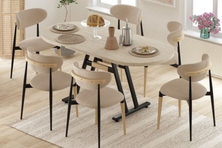 Venus Chair Afyon Kitchen Table Set - 80x140 cm