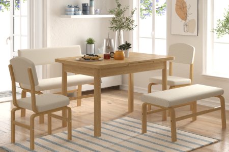 Ege Chair Peri Bank Fırat Kitchen Table Set - 80x120 cm